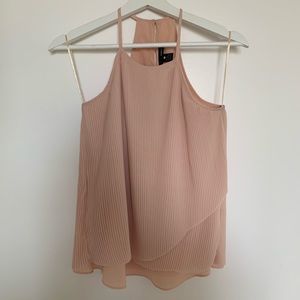 Aqua blush pink pleated halter top